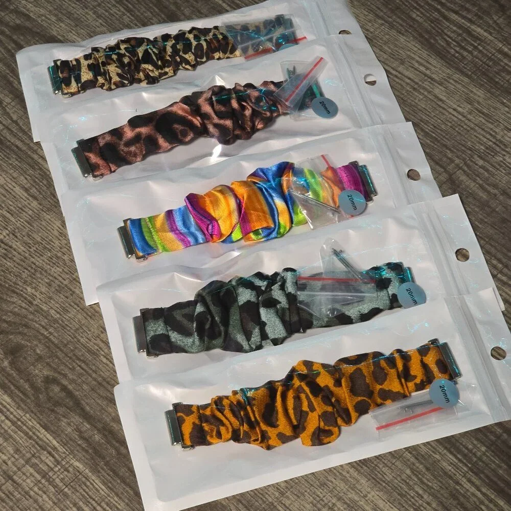 5 Pack Bundle -Silky 20mm Scrunchie Watchband for Samsung and Smart Watch Lot
